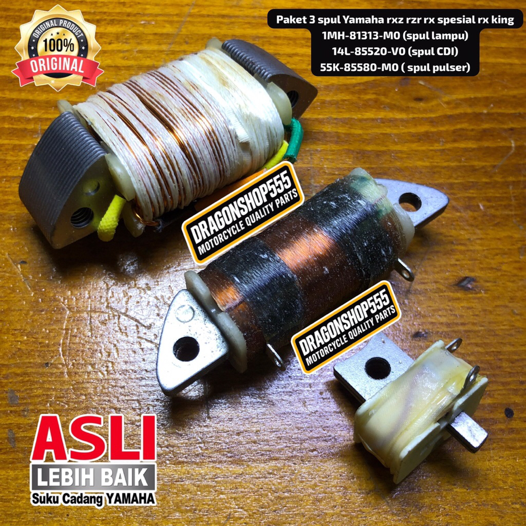 PAKET 3 SPUL, SPUL LAMPU, SPUL CDI, SPUL PULSER YAMAHA RXZ RZR RX SPESIAL RX KING ORI NOS LOSTPACK 1