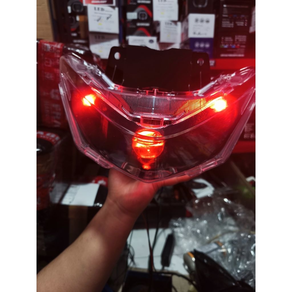 reflektor depan beat deluxe/beat street tahun 2020-2023 custom lampu biled mini projie ha4 plus shro