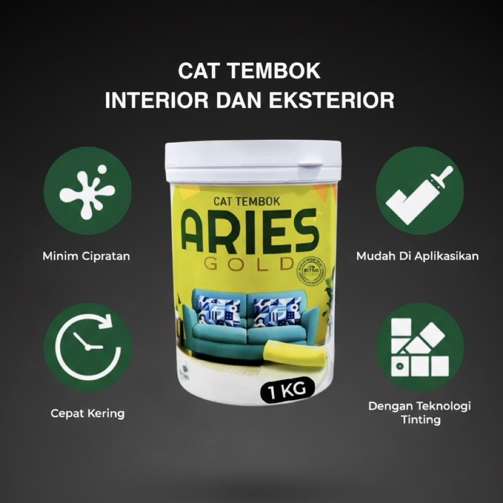 ARIES GOLD 1 KG ,CAT TEMBOK AVIAN ARIES 1KG , CAT ARIES TEMBOK 1 KG, CAT AVIAN EMULSION