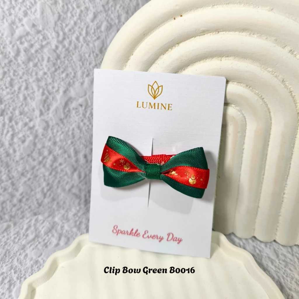 LUMINE Jepit Rambut Natal Pita Hijau | Jepit Rambut Meriah | Jepit Natal Coquette / Pita Renda | Jep