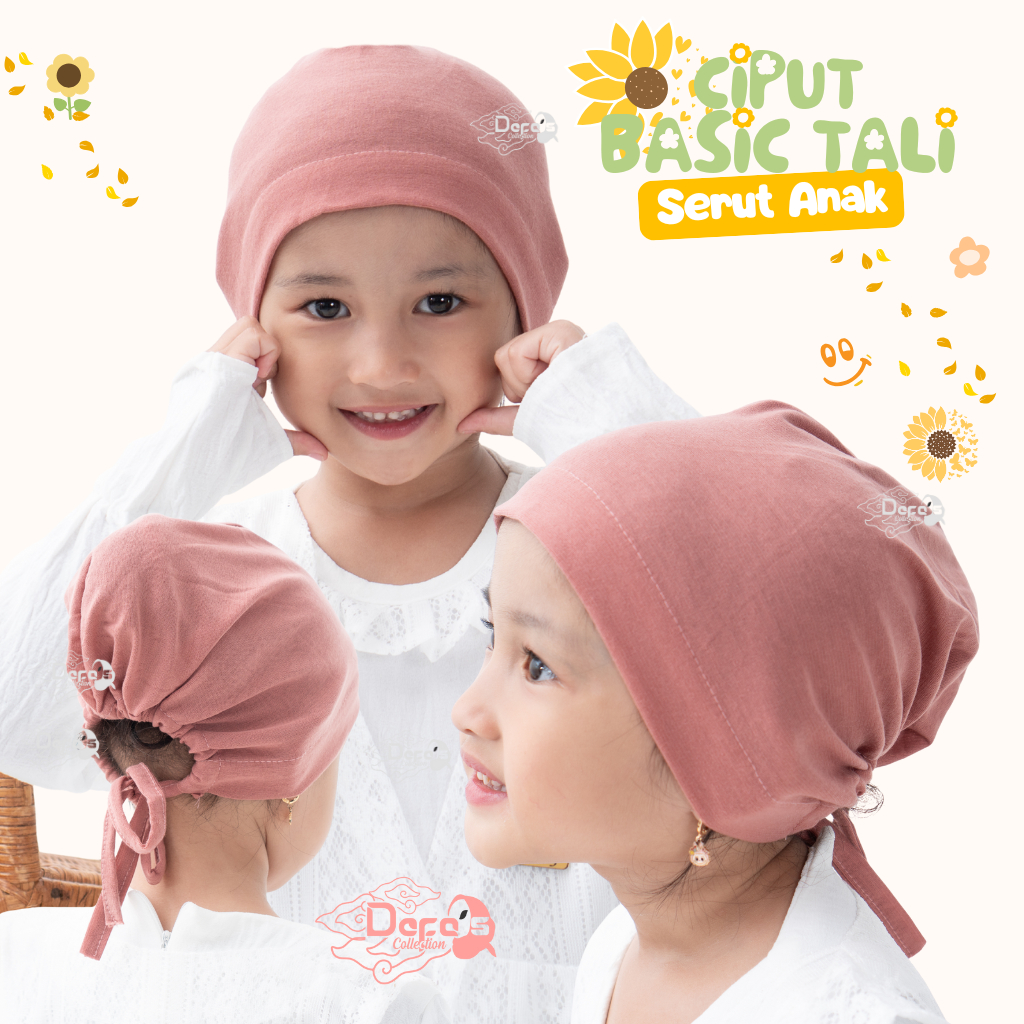 Defa Ciput dalaman kerudung anak basic tali belakang serut anak perempuan 3-10 tahun tk sd anti melo