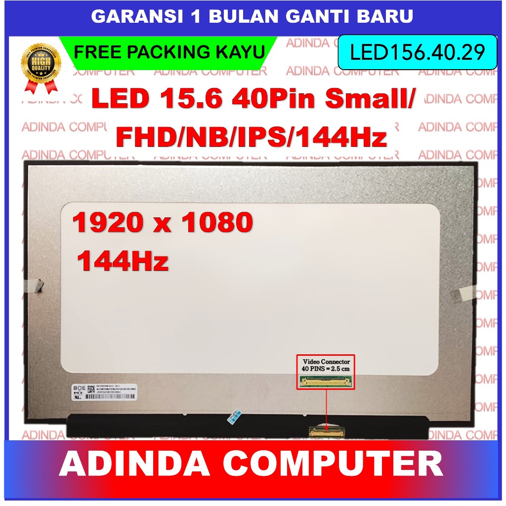 LCD LED Samsung 15.6 15 Inch 40 Pin 40pin Small  FHD Full HD IPS 144Hz No Bracket Kuping Baut