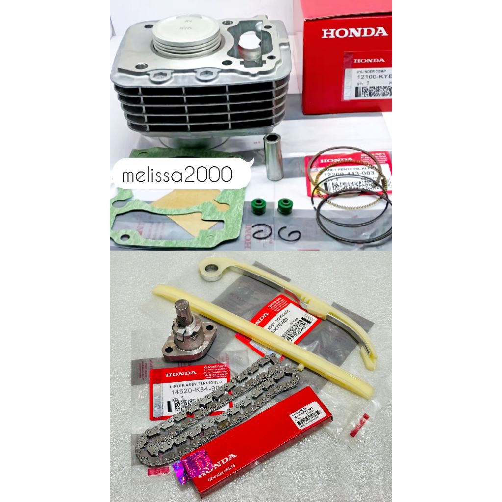 Blok Seher KYE+Tonjokan keteng K84+Karet tensioner KYE+Rantai keteng KCW Verza 150 CB Verza CRF 150L