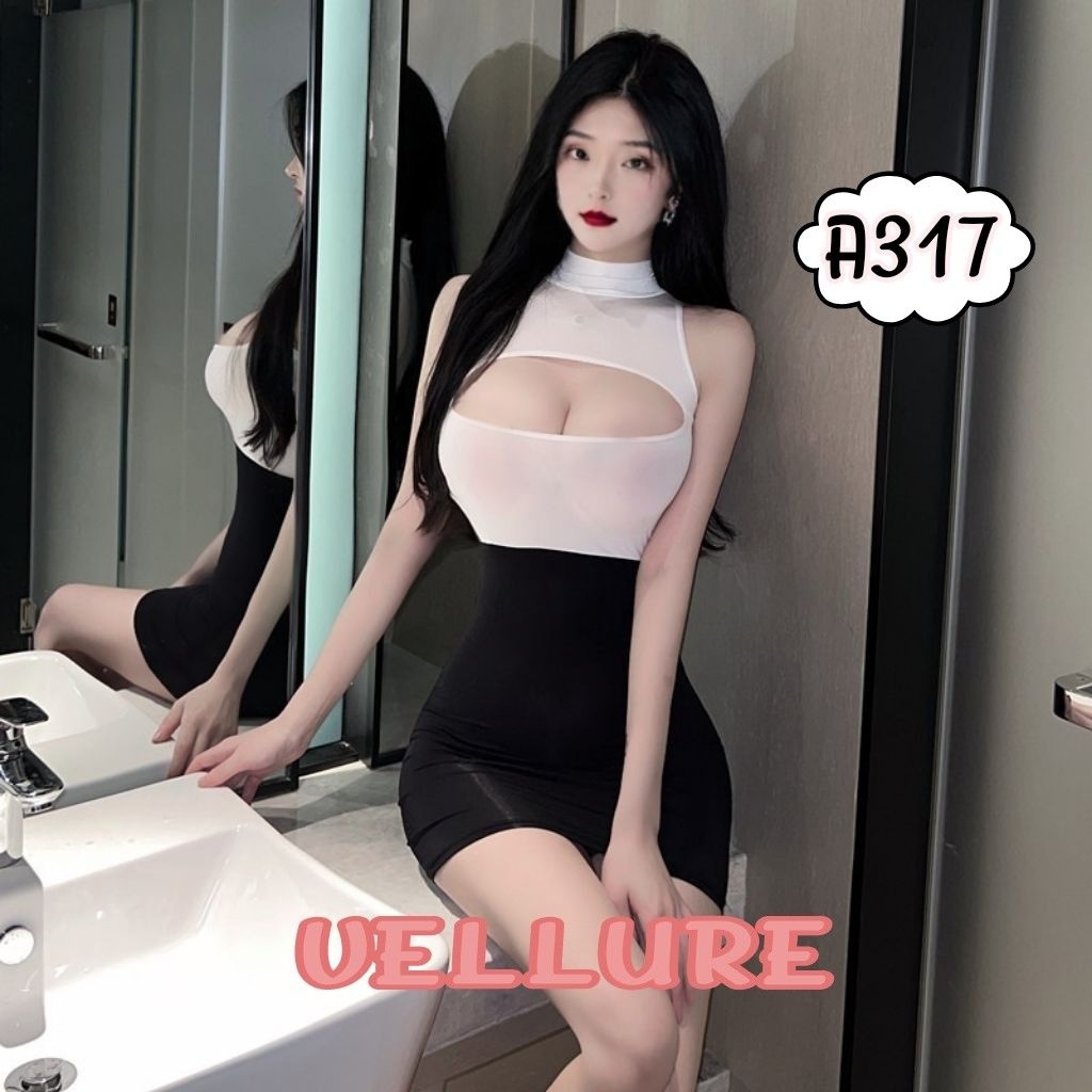 Vellure Set Lingerie + CD Kostum Gaun Sekretaris Nakal A317