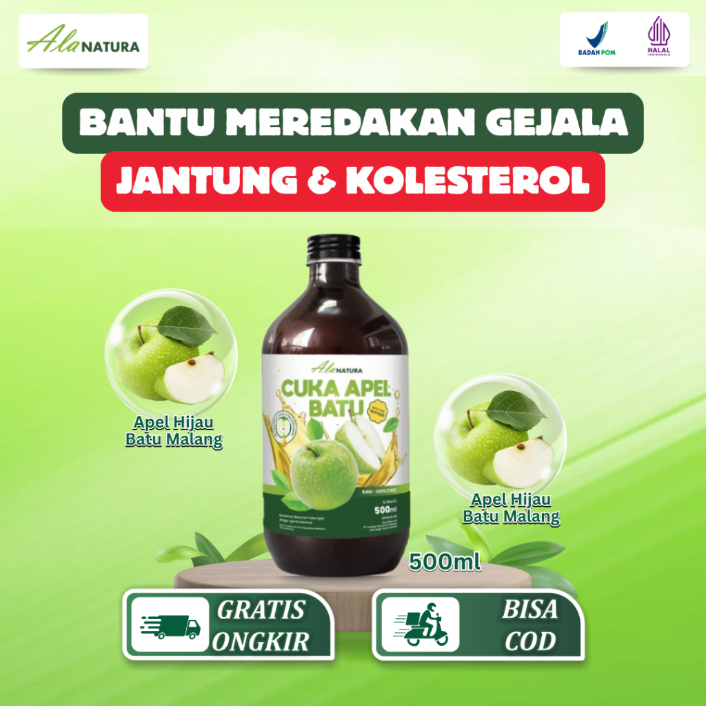 Alanatura Cuka Apel Hijau Organik 500ml - Atasi Masalah Jantung dan Kolesterol BPOM dan Halal MUI