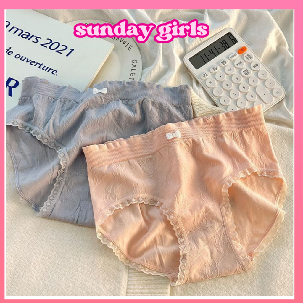 SGCelana Dalam Wanita Antibakteri CD Cewek Dekorasi Pita Renda C1380