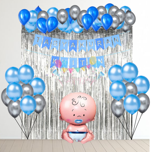 Paket Dekorasi Tasyakuran Khitan Silver / Biru