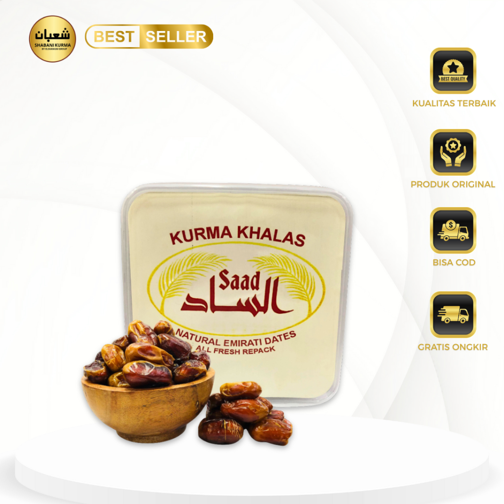 Kurma khalas Saad 1 kg / Kurma khalas 1 kg premium / Kurma khalas premium 1 kg / Shabani kurma