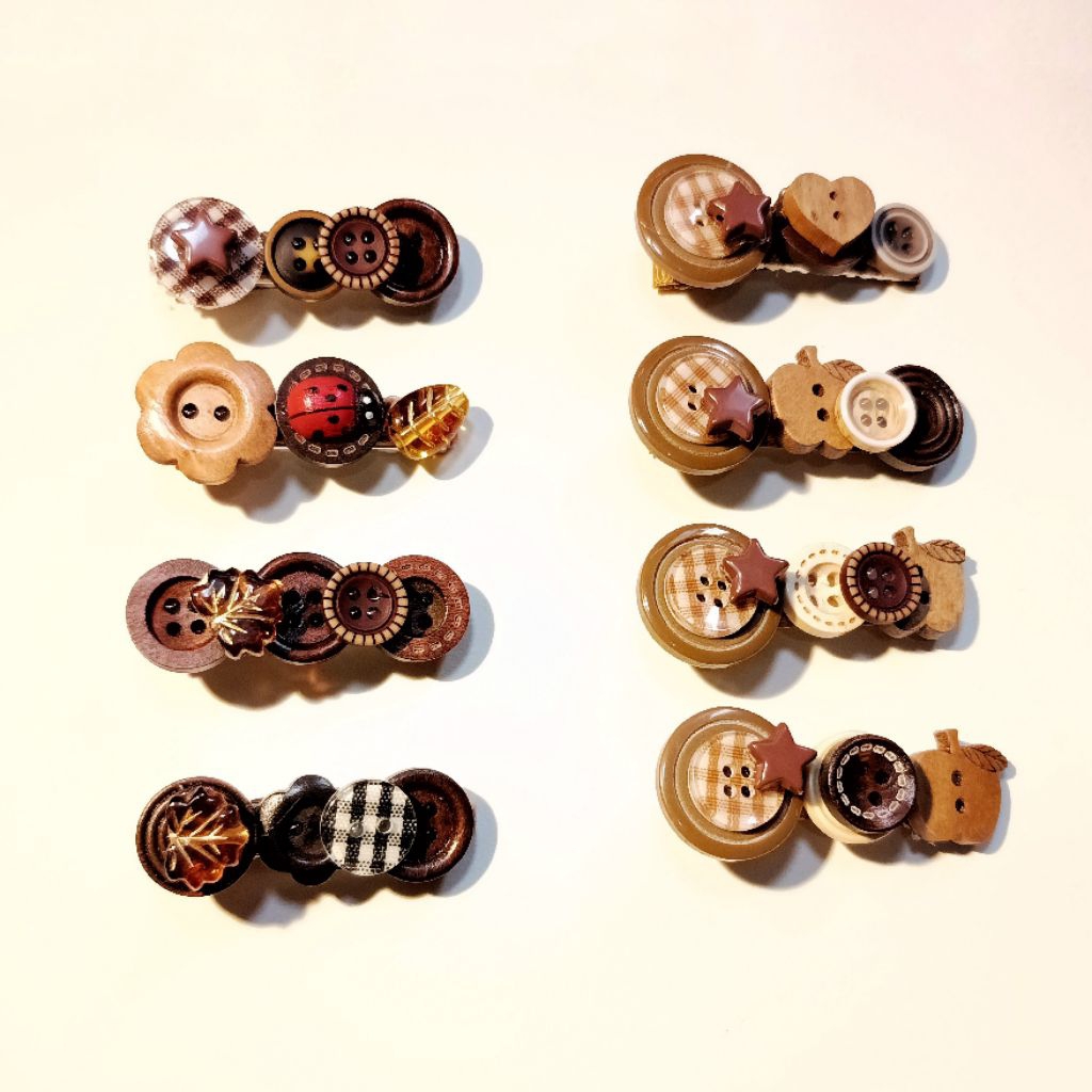 Button hairclips | jepit rambut kancing | mori kei style whimsy twee Harajuku lolita Jumino fairycor