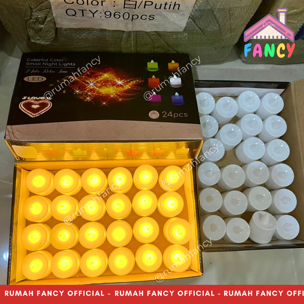 [GROSIR]1 BOX ISI 24 PCS Lilin LED KUNING WARM WHITE TERMASUK BATERAI / Lilin Lampu Elektrik Natal