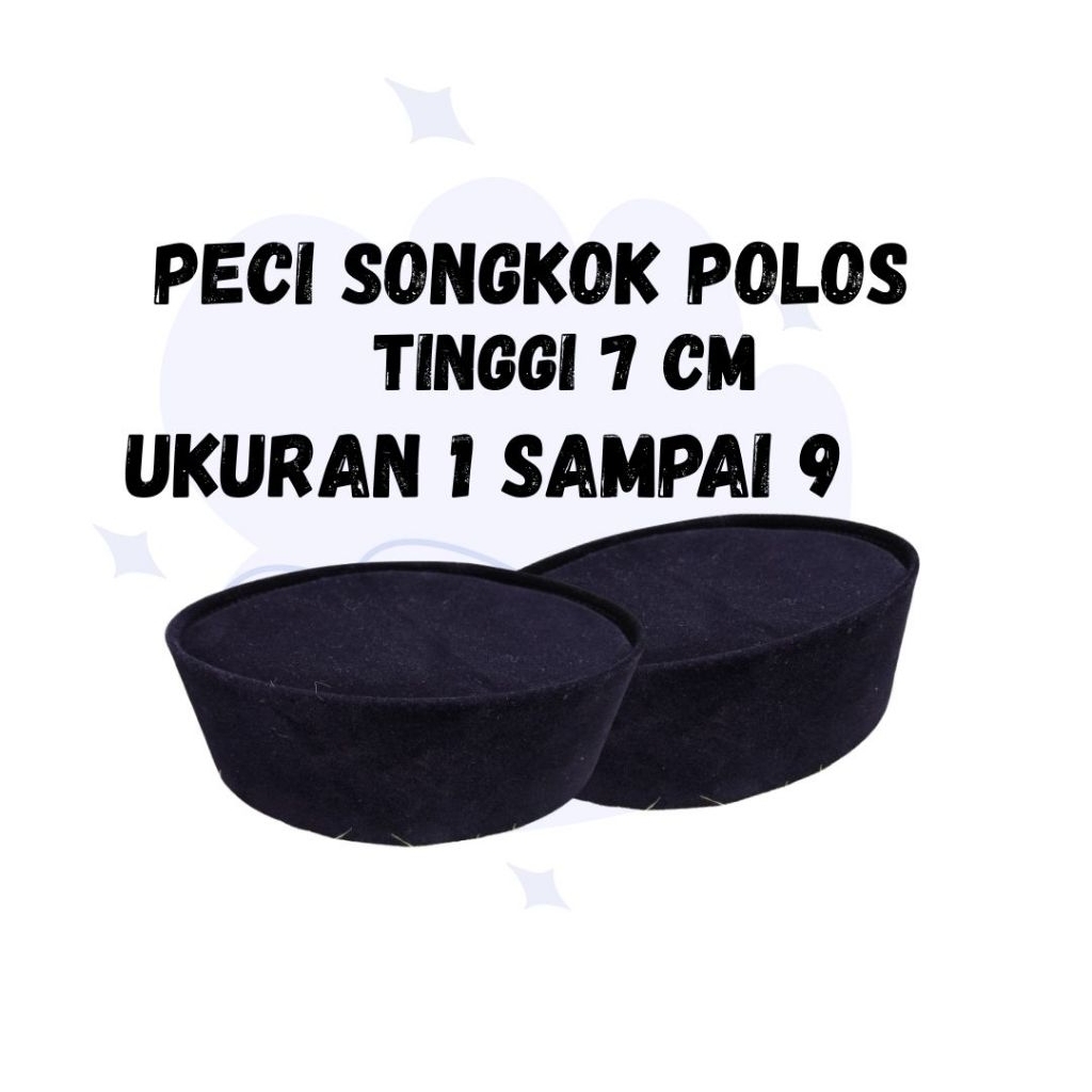 songkok pendek tinggi (6cm)hitam polos berkualitas