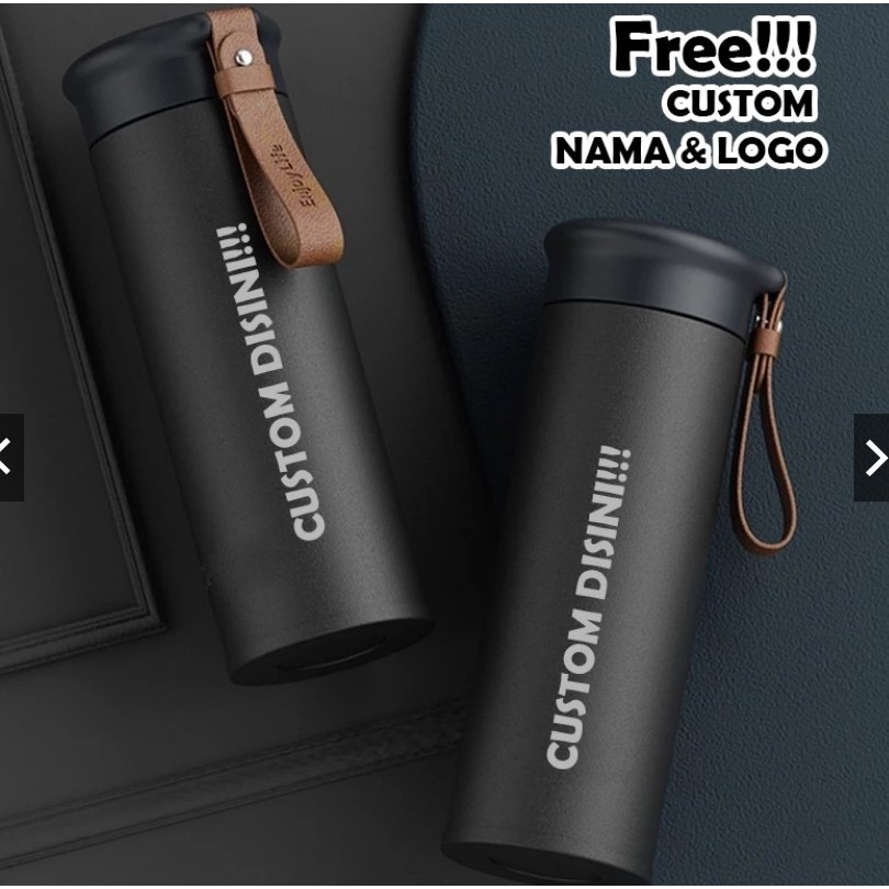 HN241 Tumbler Tahan Panas Dingin Termos Anti Karat Bahan Stainless Botol Air Custom Nama dan Logo