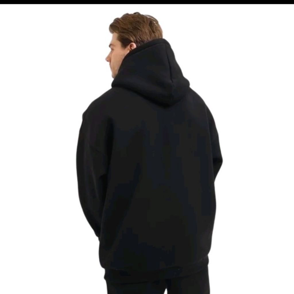 Hoodie polos hitam tebal