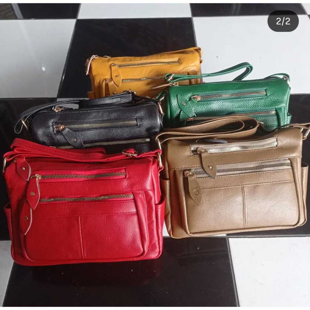 TAS KULIT ASLI MAGETAN BISA COD MODEL SLETING DUA BAHAN KULIT SAPI