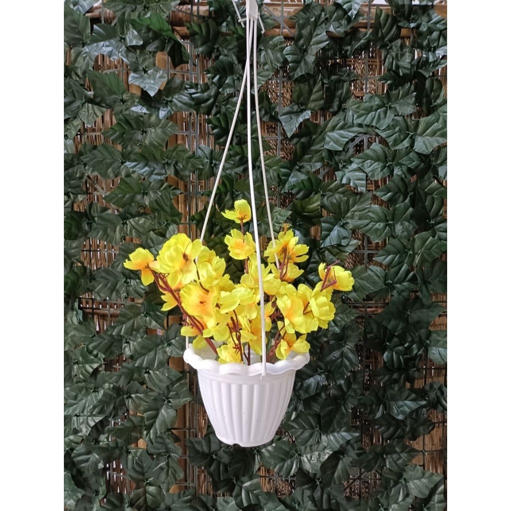BUNGA HIAS BUNGA SAKURA POT GANTUNG BUNGA PLASTIK ARTIFICIAL DEKORASI RUMAH
