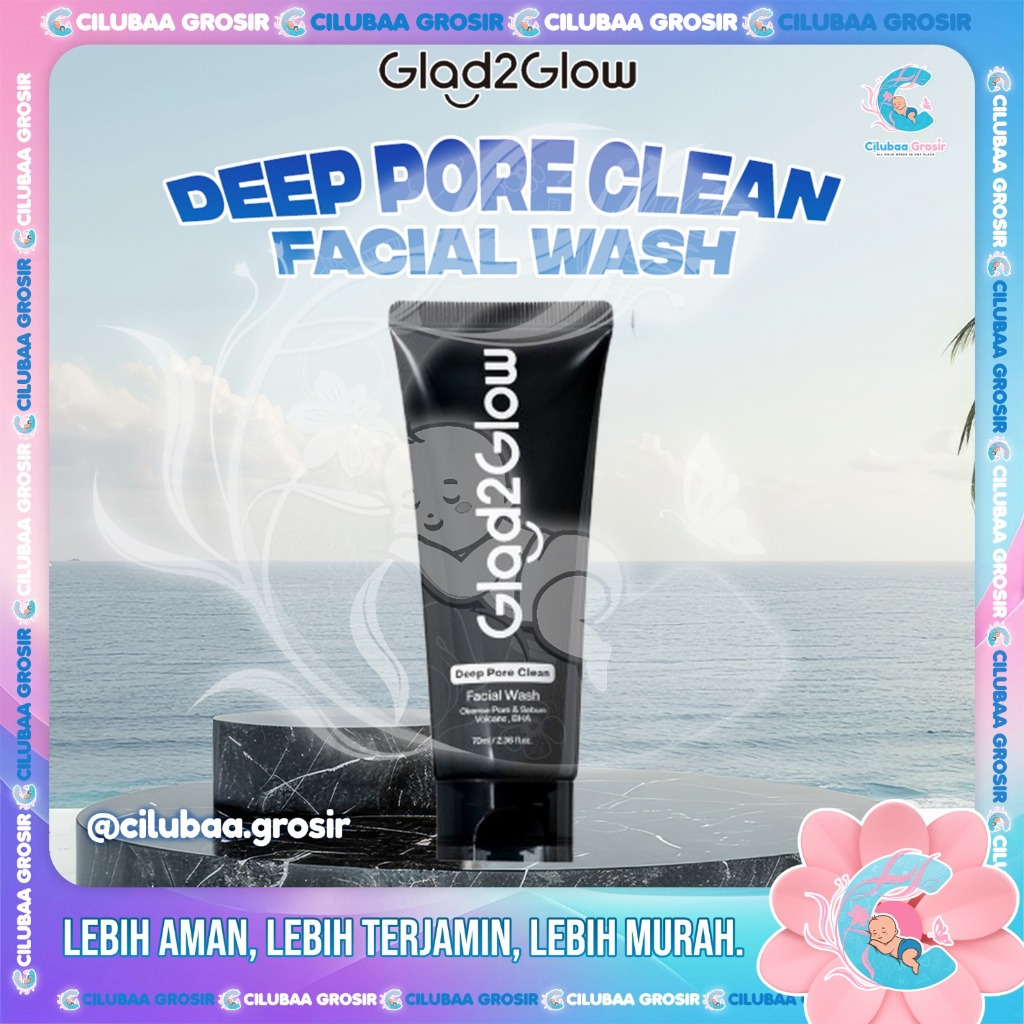 Glad2glow Volcanic Ash + BHA Deep Pore Clean Facial Cleanser || Pencuci Muka Pencegah Komedo || Memb