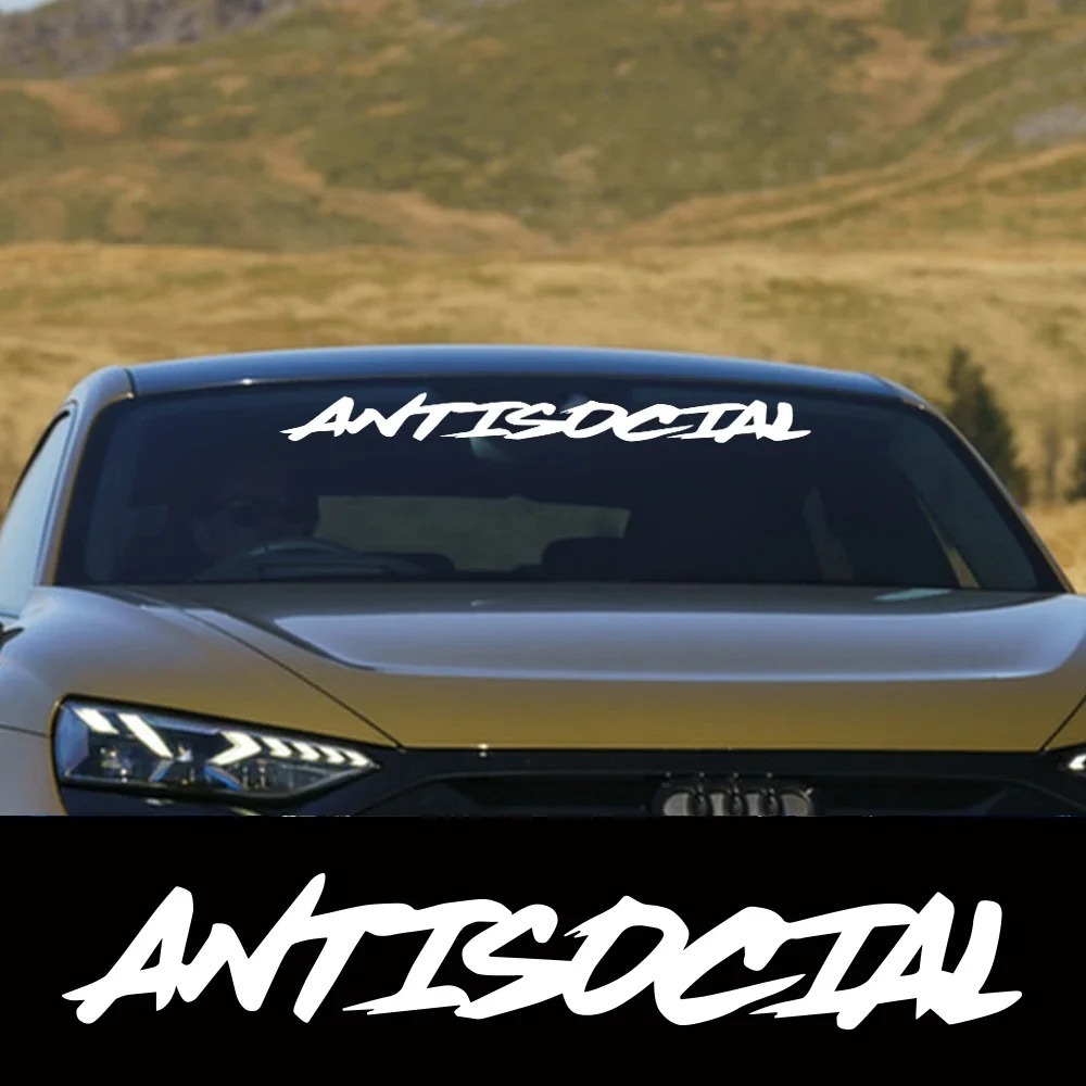 Stiker Kaca Depan Mobil Berbagai Ukuran Antisosial Gaya Kreatif Antisocial Jendela Motor Vinyl Decal