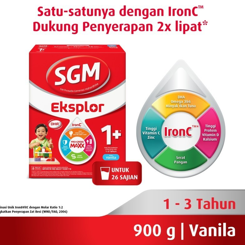 SGM 1+ Eksplor Presi Vanila / Madu (1-3 Tahun) / Susu Formula / Susu Perkembangan Bayi