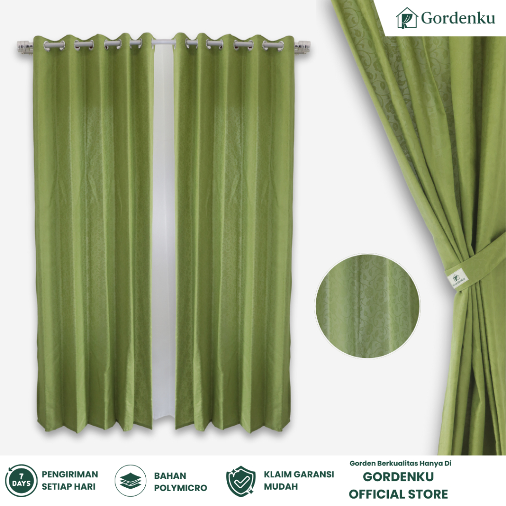 Gordenku - Gorden Jendela Pintu Minimalis bahan polymicro warna hijau
