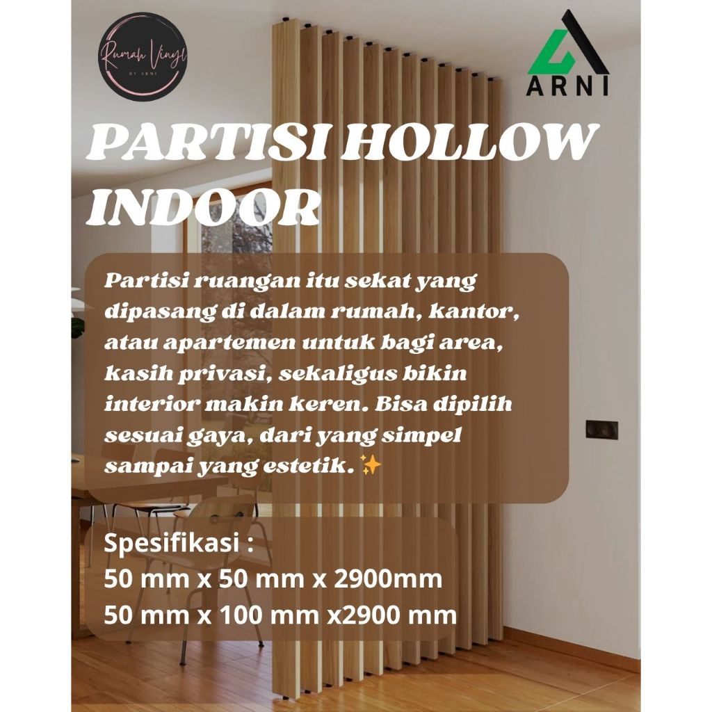 PVC Hollow Partisi | Pembatas Ruangan PVC | Timber Tube Indoor PVC | Penyekat Ruang Tamu | Sekat Rua