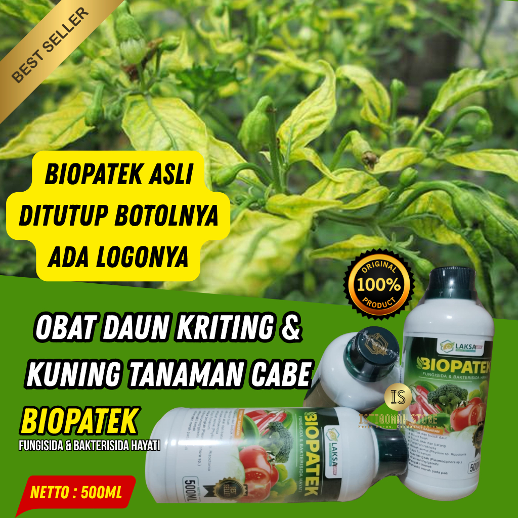 BIOPATEK 500ML Obat Cabe Daun Keriting Dan Kuning Pada Cabe Kriting - Obat Keriting Daun Cabe Dan Pa
