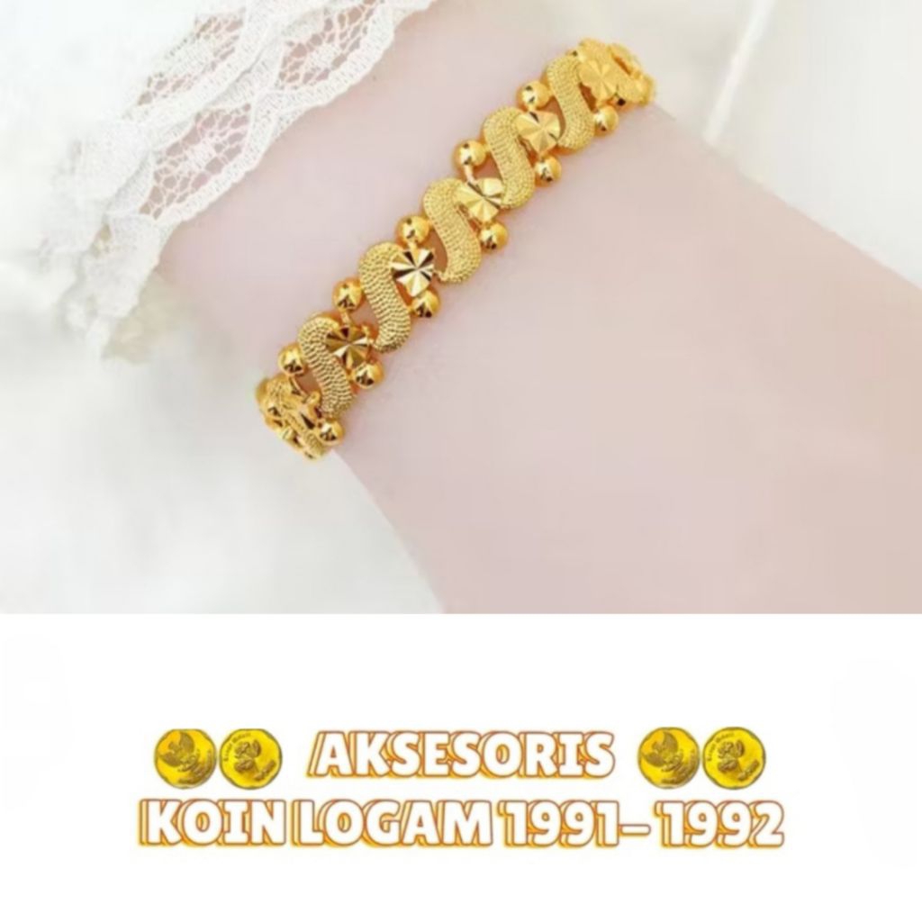 Gelang Tangan Hongkong Gold 24K Terbuat Dari Koin Asli Lapis Emas Anti Luntur Terbaru