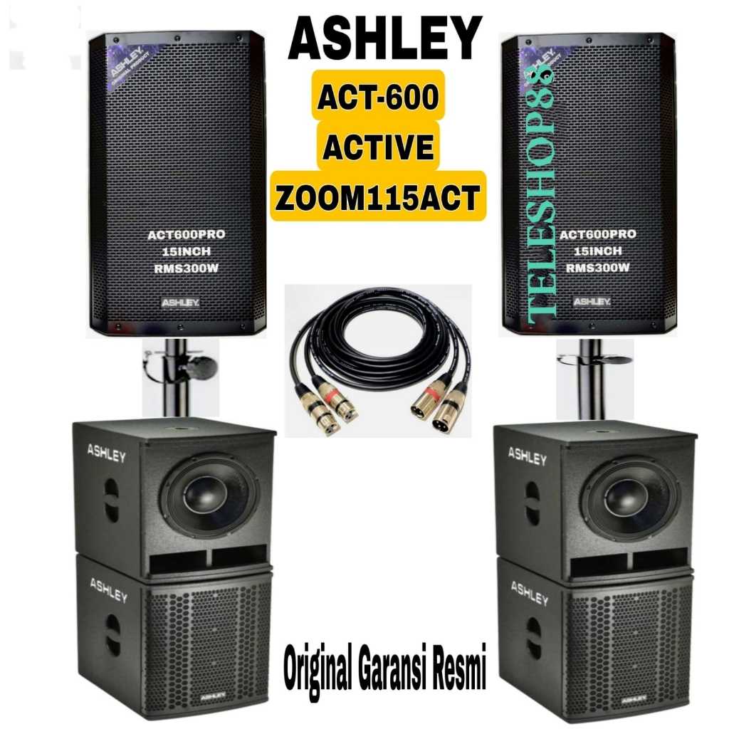 Paket sound system speaker aktif 15" Ashley act600pro original komplit set