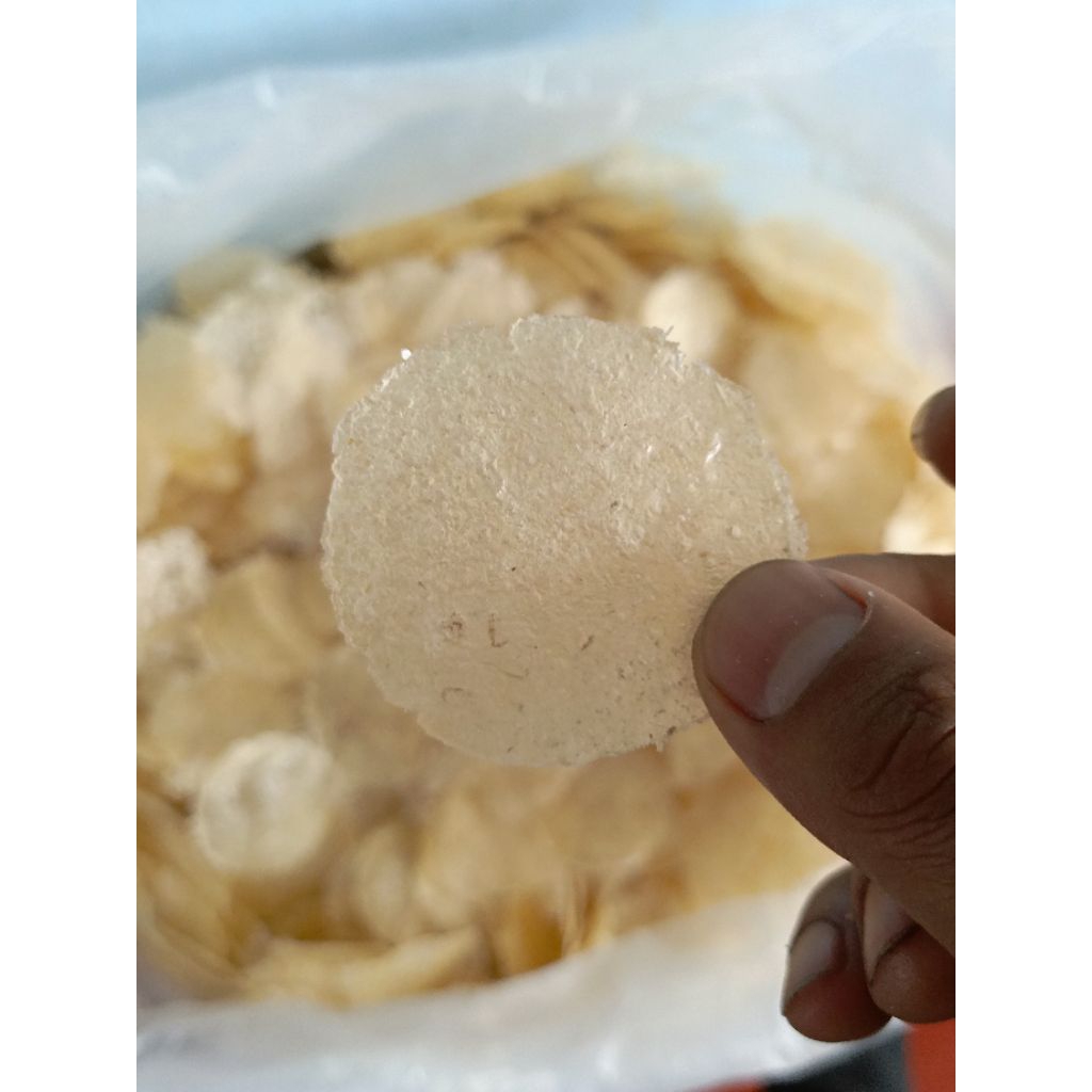 ( 5KG ) KRIPCA/KERIPIK KACA MENTAH BULAT TIPIS, KERIPIK CEMILAN BAHAN SINGKONG ALAMI