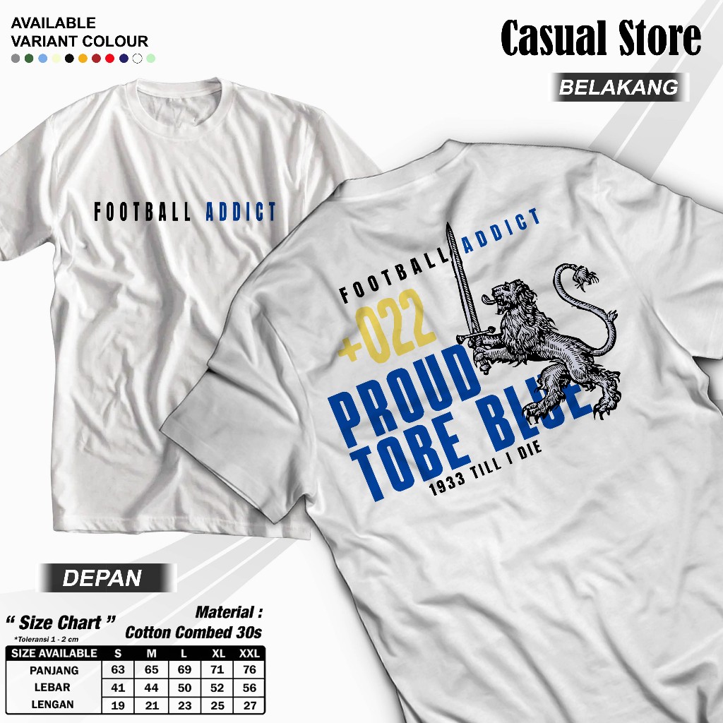 Tshirt Football Bandung Pria Wanita Casual Football Cotton 30s