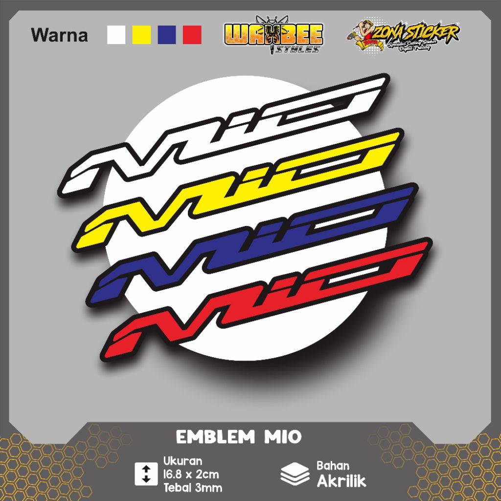( 2pcs ) Emblem Mio , Emblem akrilik mio , Emblem Mio Sporty Smile All  Matic Mio