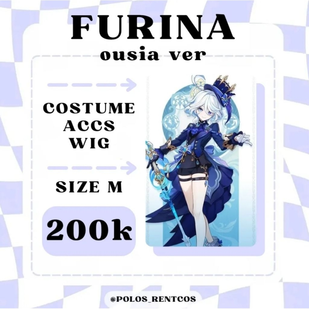 Sewa kostum Furina Genshin Impact,Cosplay Furina Furina costume Wig Furina