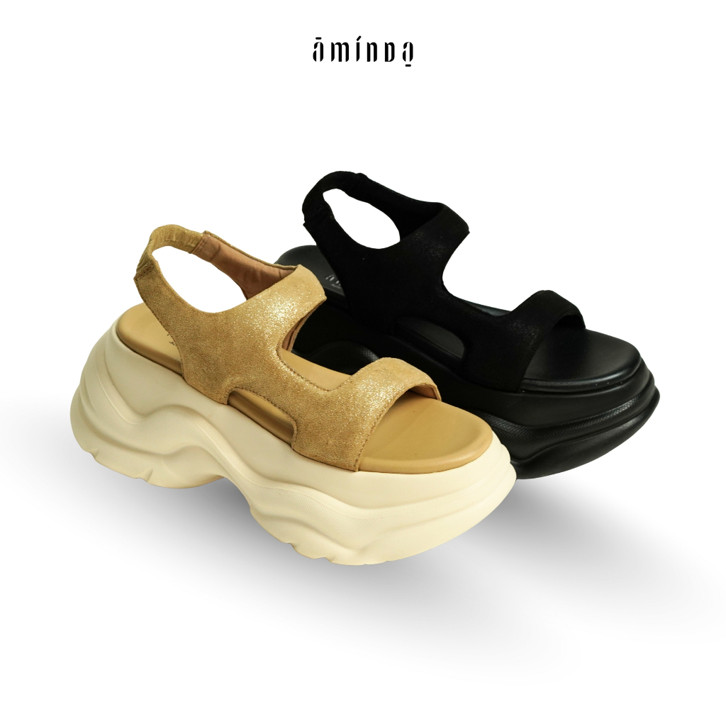 Aminda Puspa Sandal - Sendal Wanita Tinggi 8cm Super ringan best seller Mewah (Kaki Lebar Wajib Upsi
