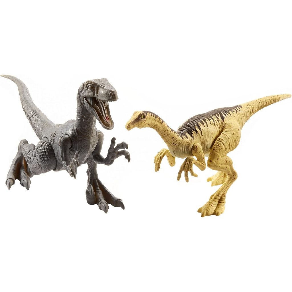Mattel Jurassic World Dino Velociraptor & Gallimimus Figures, 2 Pack