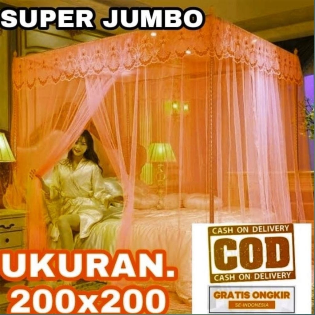 kelambu nyamuk/kelambu tidur lipat gantung/kelambu modern terbaru ukuran jumbo tebal 200×200 dewasa