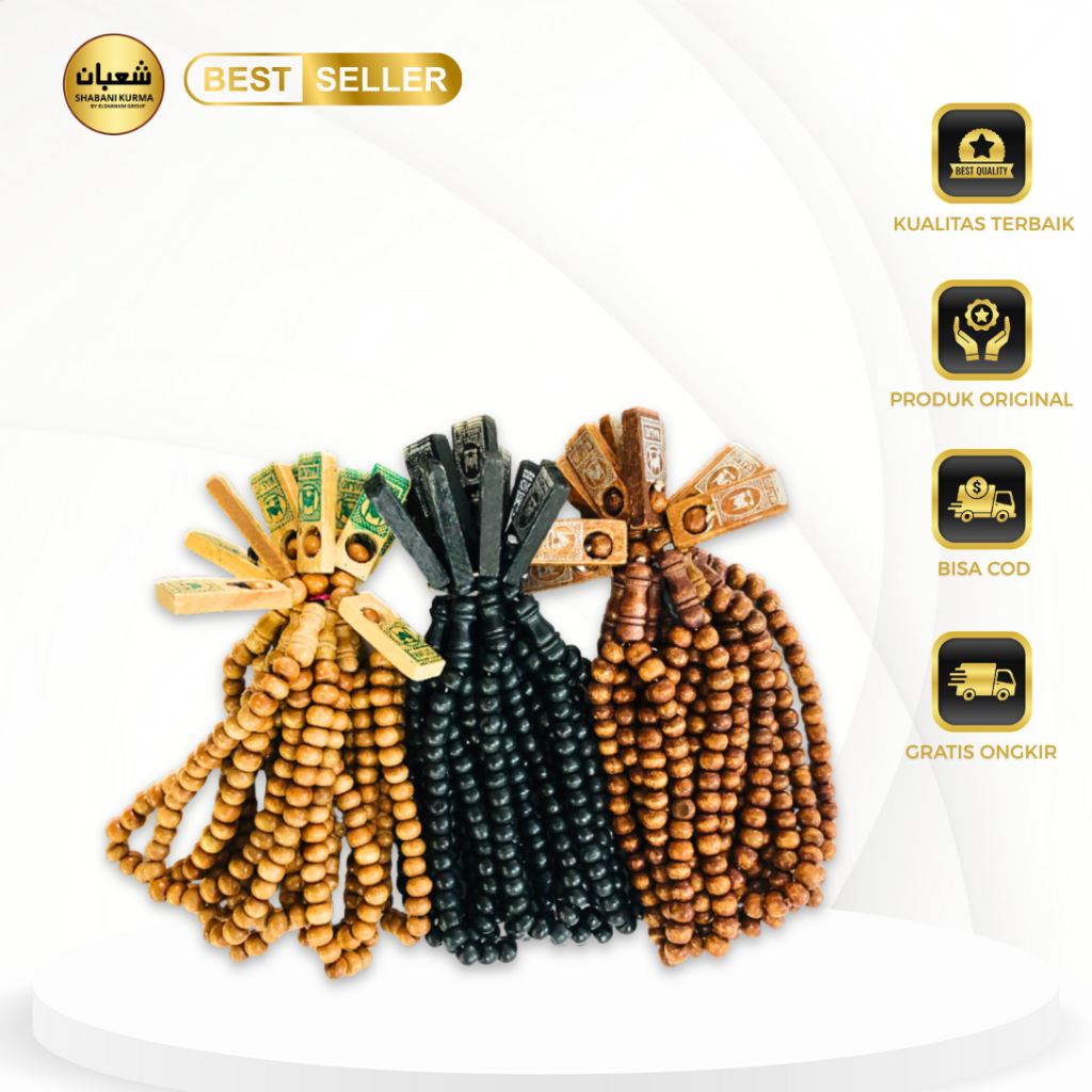Tasbih kayu 33 butir per kodi 20 biji / Oleh oleh haji dan umroh Shabani kurma