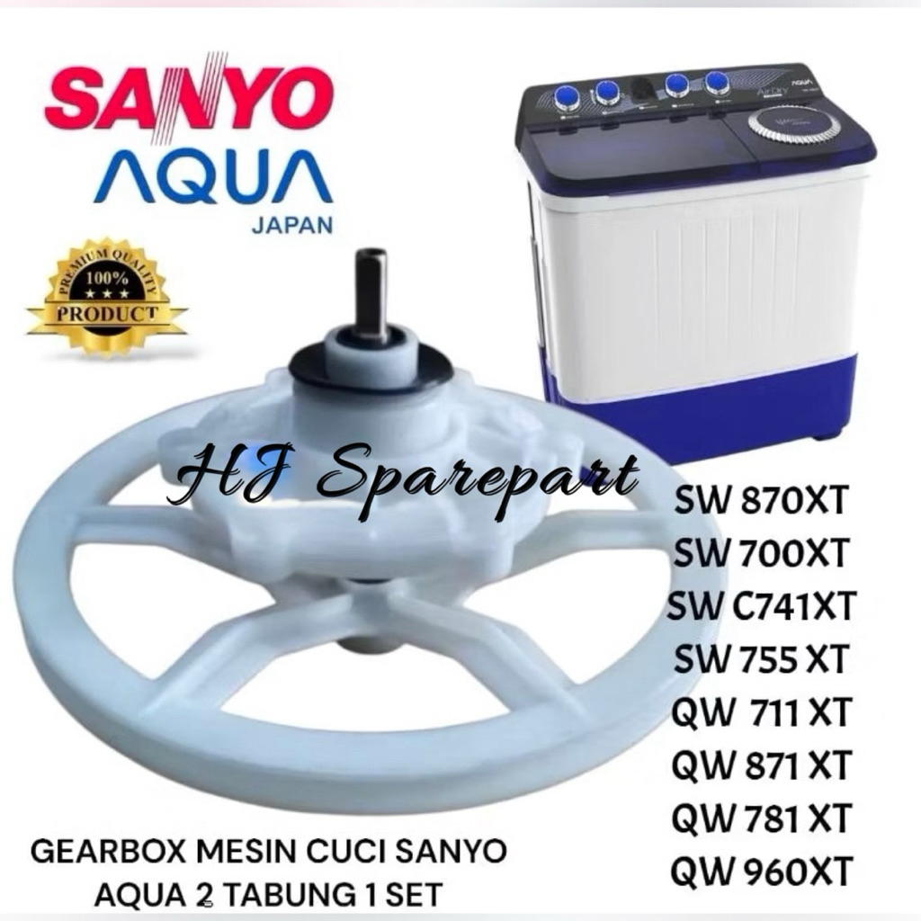 1 SET GEARBOX SANYO AQUA PLUS PULLY MESIN CUCI 2 TABUNG / GEAR BOX SANYO AQUA