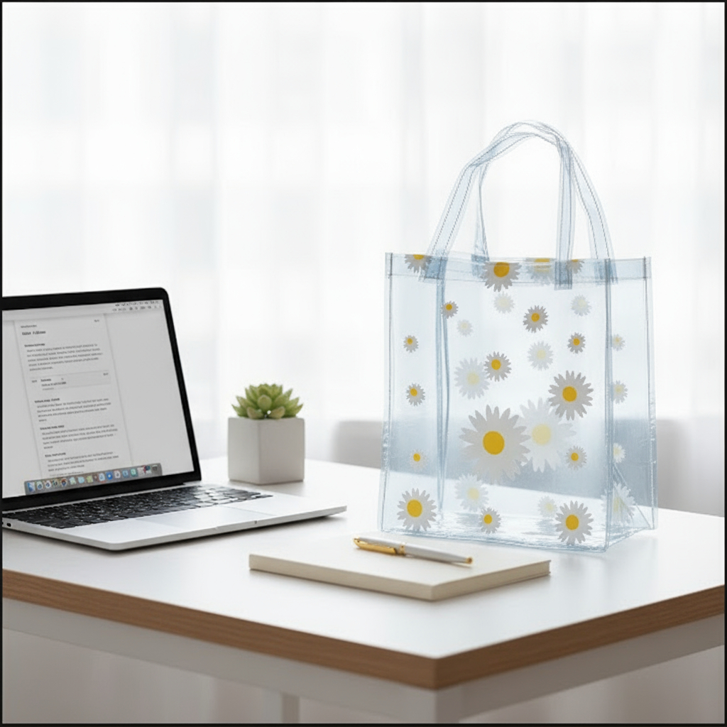 Tas Mika Transparan Motif Bunga Ready Stok - Siap Kirim