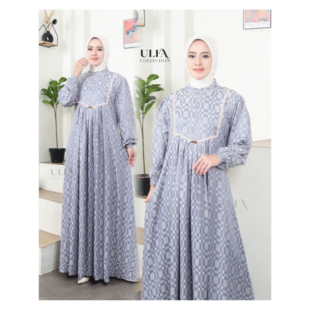 Ulfa Collection - Nyra Dress Viscose Jaquar Variasi Renda
