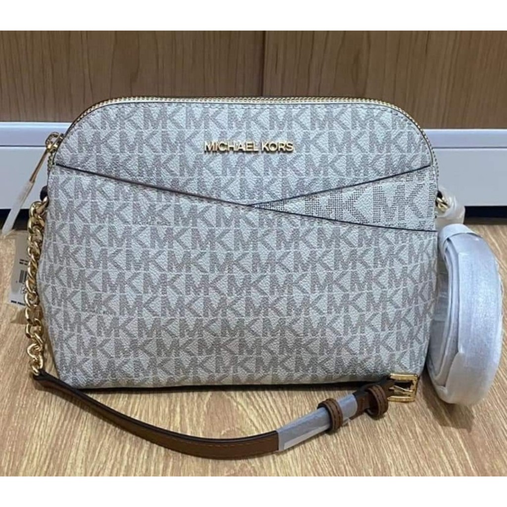 Tas Wanita M K jet set dome sign vanilla brown