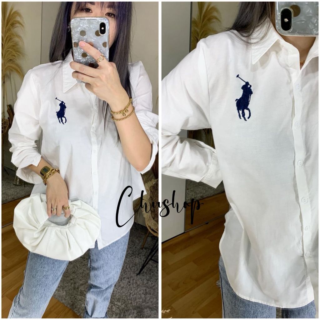 Chuu - Kemeja Logo Wanita / Kemeja Putih Bordir Premium