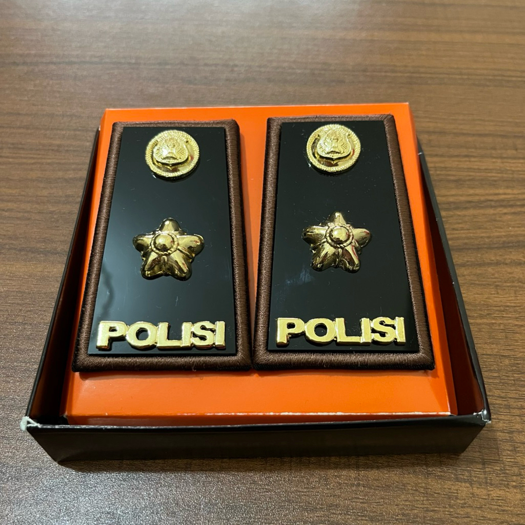 PANGKAT PDH POLRI / POLISI KOMPOL LIST COKLAT BORDIR DASAR AKRILIK PREMIUM