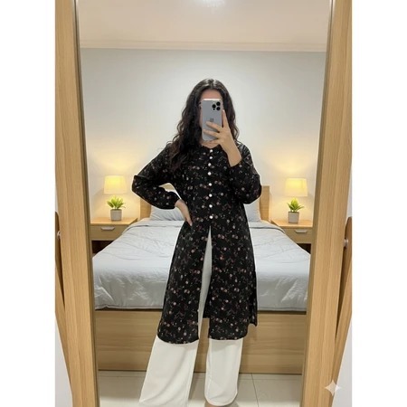 DOLLAR - ZER LONG TUNIK OUTER ROMANES ATASAN WANITA KOREAN STYLE AURA BUSUI FRIENDLY BAJU PEREMPUAN 