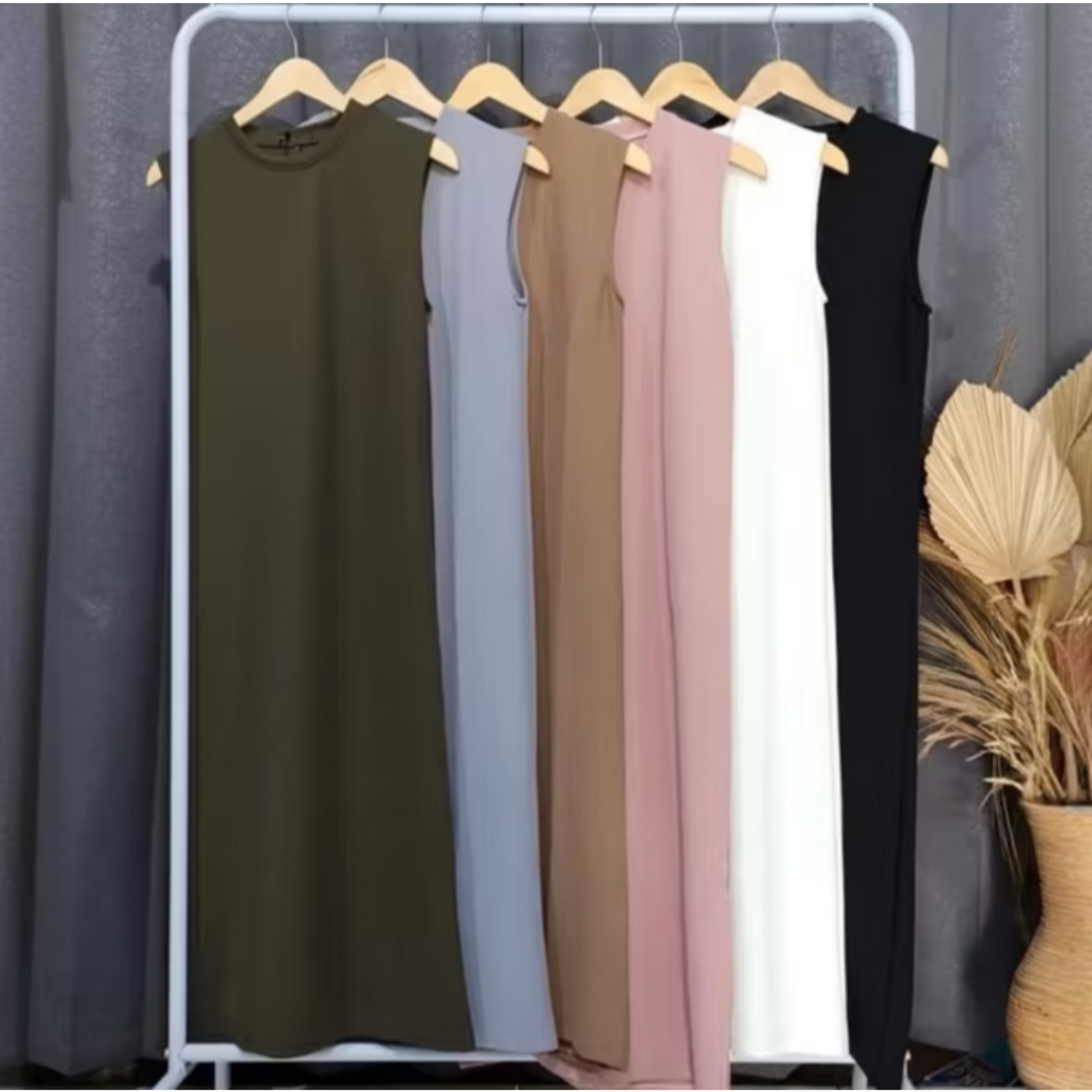 Inner Dress Knit Bumil dan Busui Knit Rajut Tanpa Lengan Resleting Korean Style