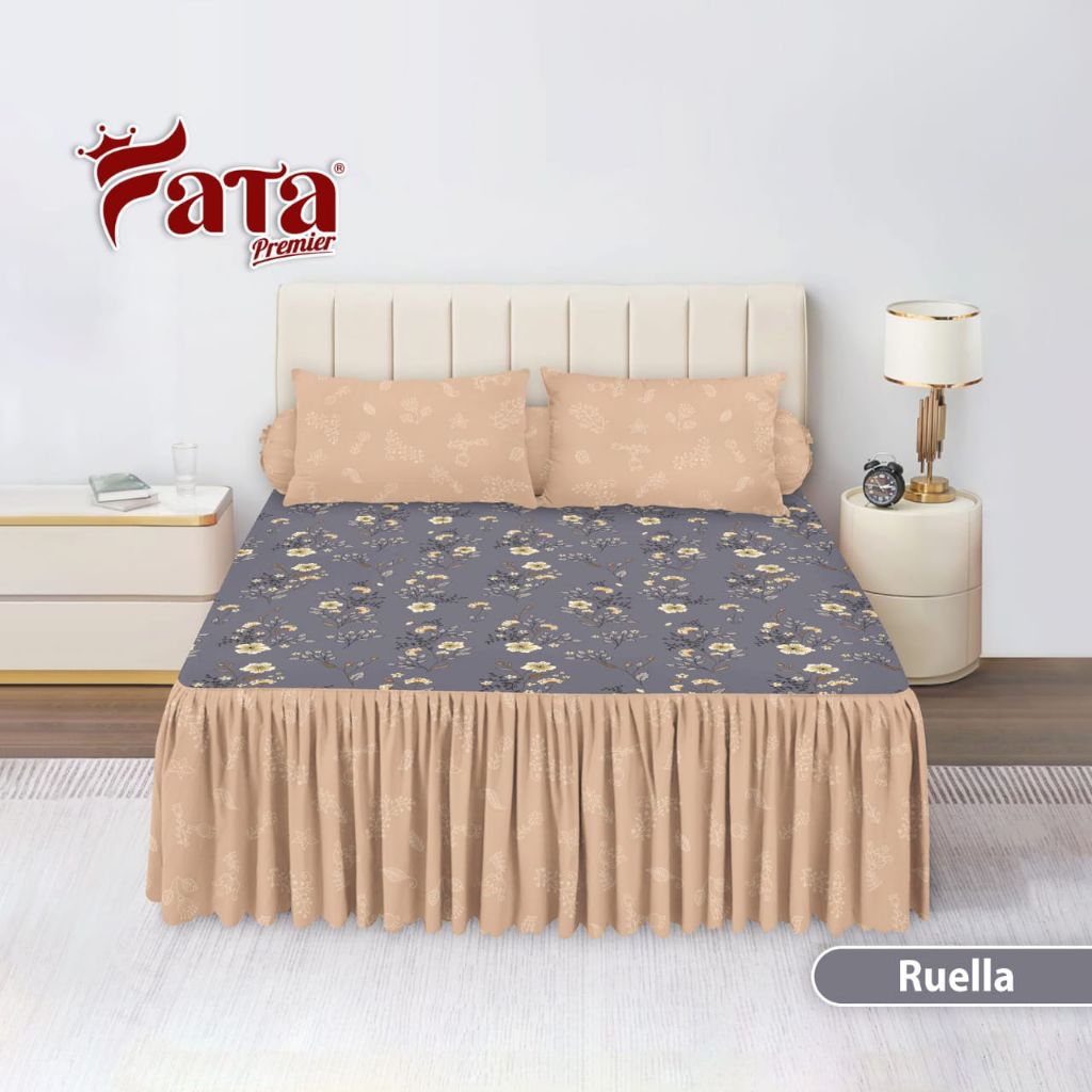 FATA - Bed Cover Set Sprei Rumbai Ruella Ukuran King 180x200 / Queen 160x200