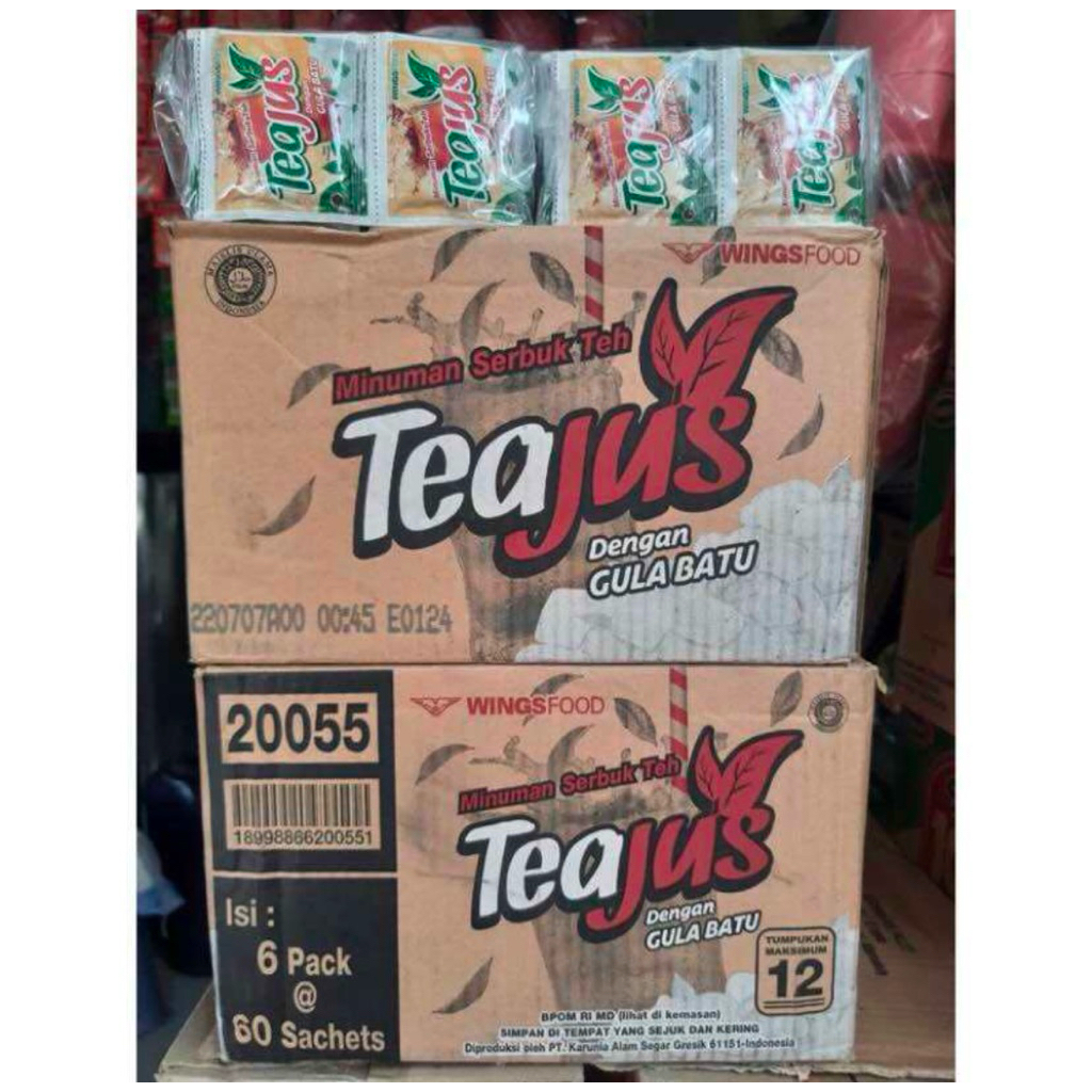 Tea Jus Gula Batu 1 Dus / Tea Jus Dusan Gula Batu -Tea Jus Kemasan Dus 6 Pack 360 Sachet