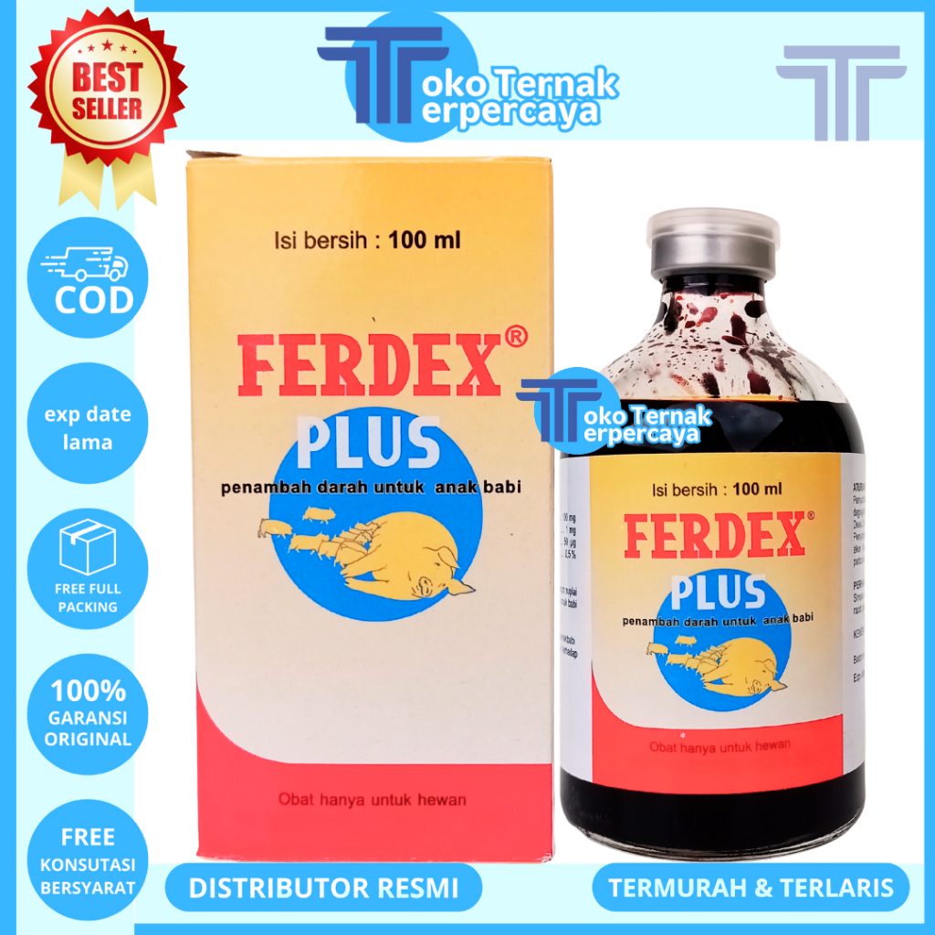 FERDEX 100ML & FERDEX PLUS 100ML MEDION - Obat Penambah Darah Zat Besi Anti Anemia Anak Babi & Babi