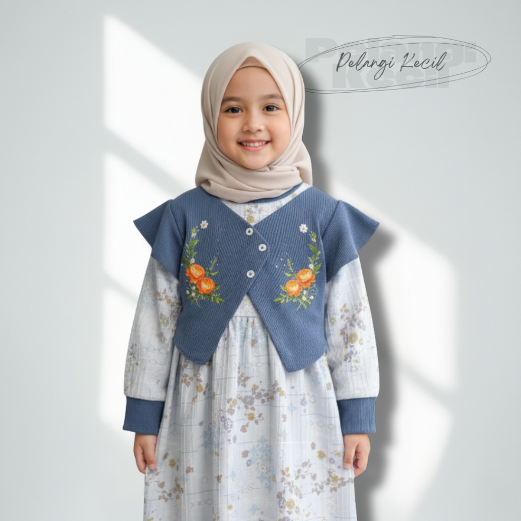 Pelangi Kecil Dress Aruna Gamis Anak Perempuan Baju Pesta Kondangan Korean Style Bahan Crinkle Airfl