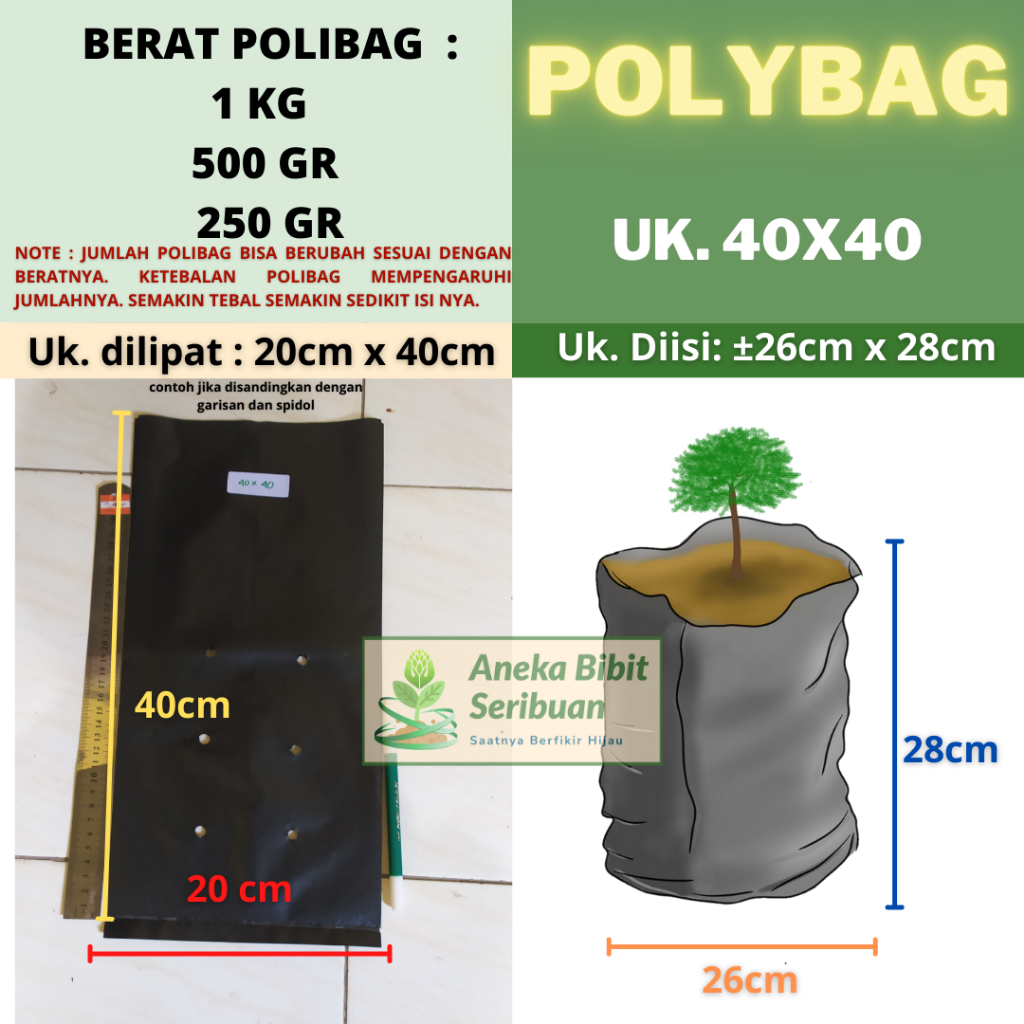 500gr Polybag Tanaman Ukuran 40x40 merk Tugu