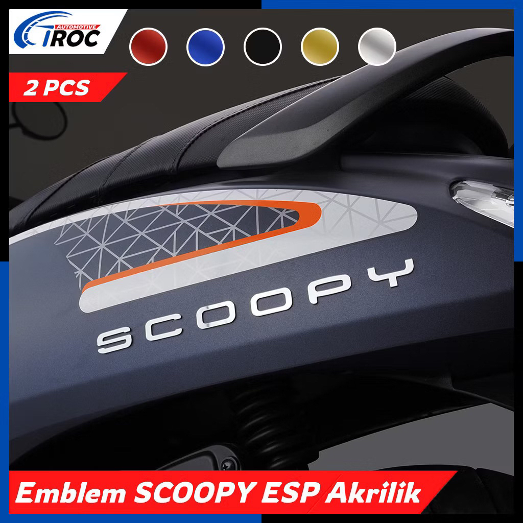Emblem motor SCOOPY 2021 2022 2023 sepasang kanan kiri lengkap dengan perekat / logo 3D timbul honda