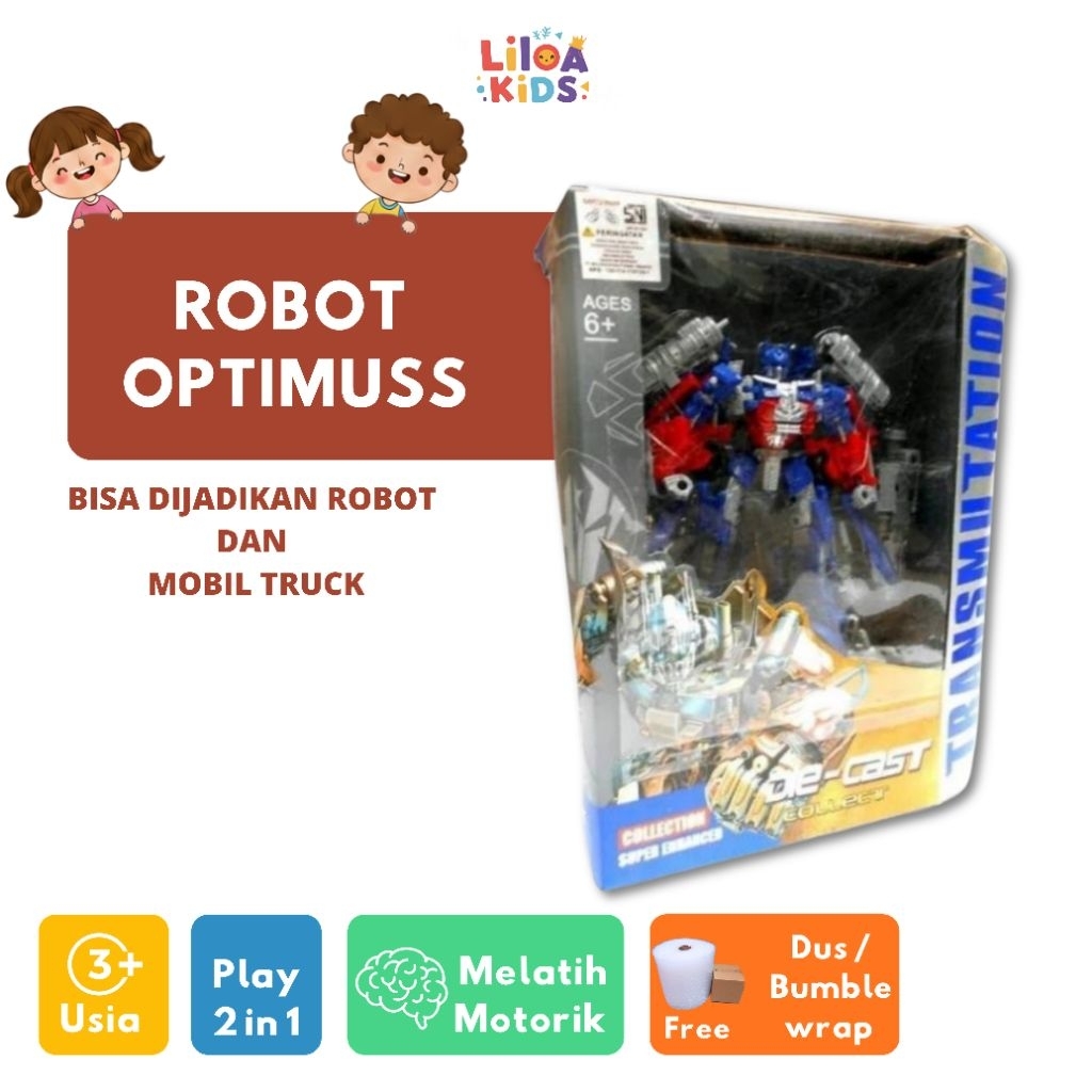 DIE CAST Transformer Optimus Prime / Mainan Anak Robot Transformer Optimus Metal / Robotan